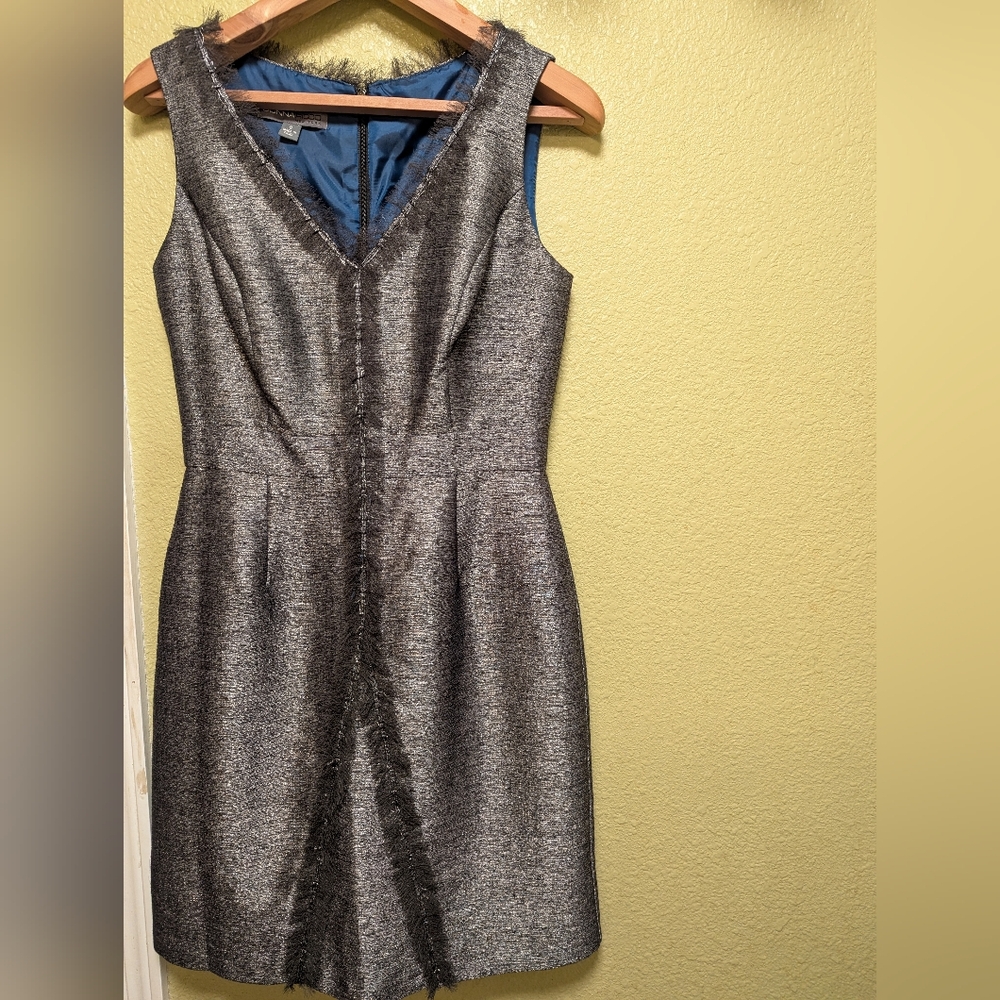 Metallic Bronze Lined Sleeveless Shift Dress